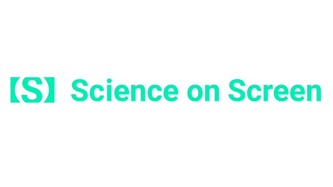 A green graphic logo with text Science on Screen